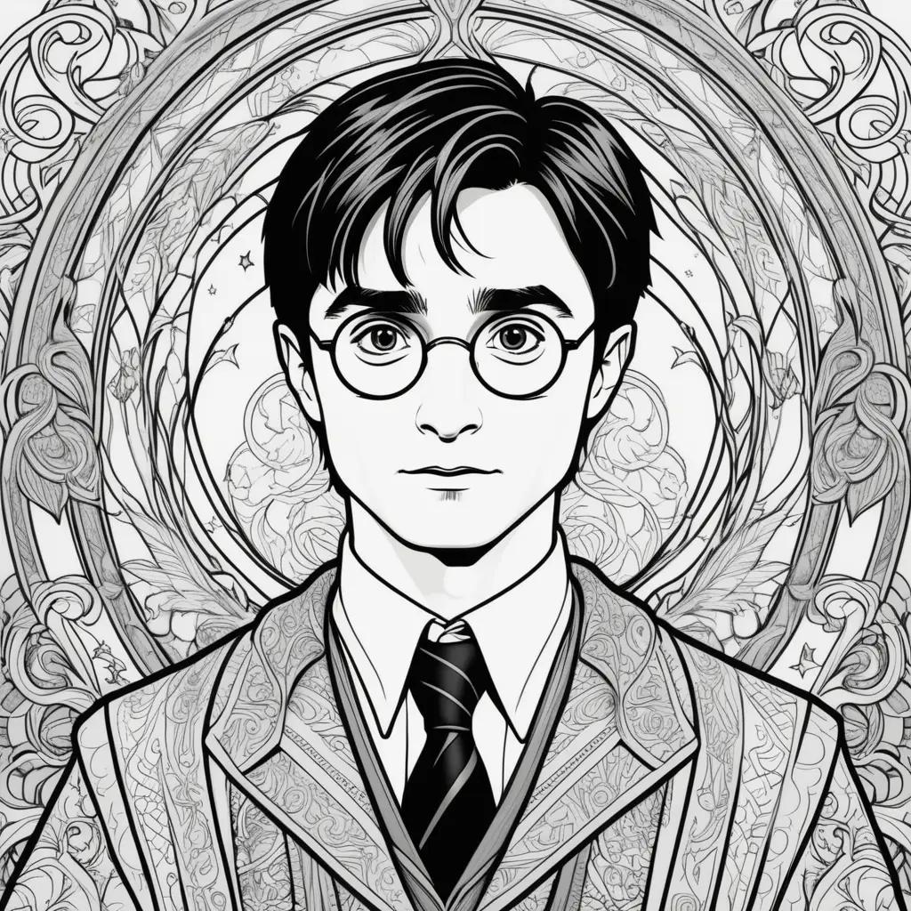 Black and white coloring pages of Harry Potter