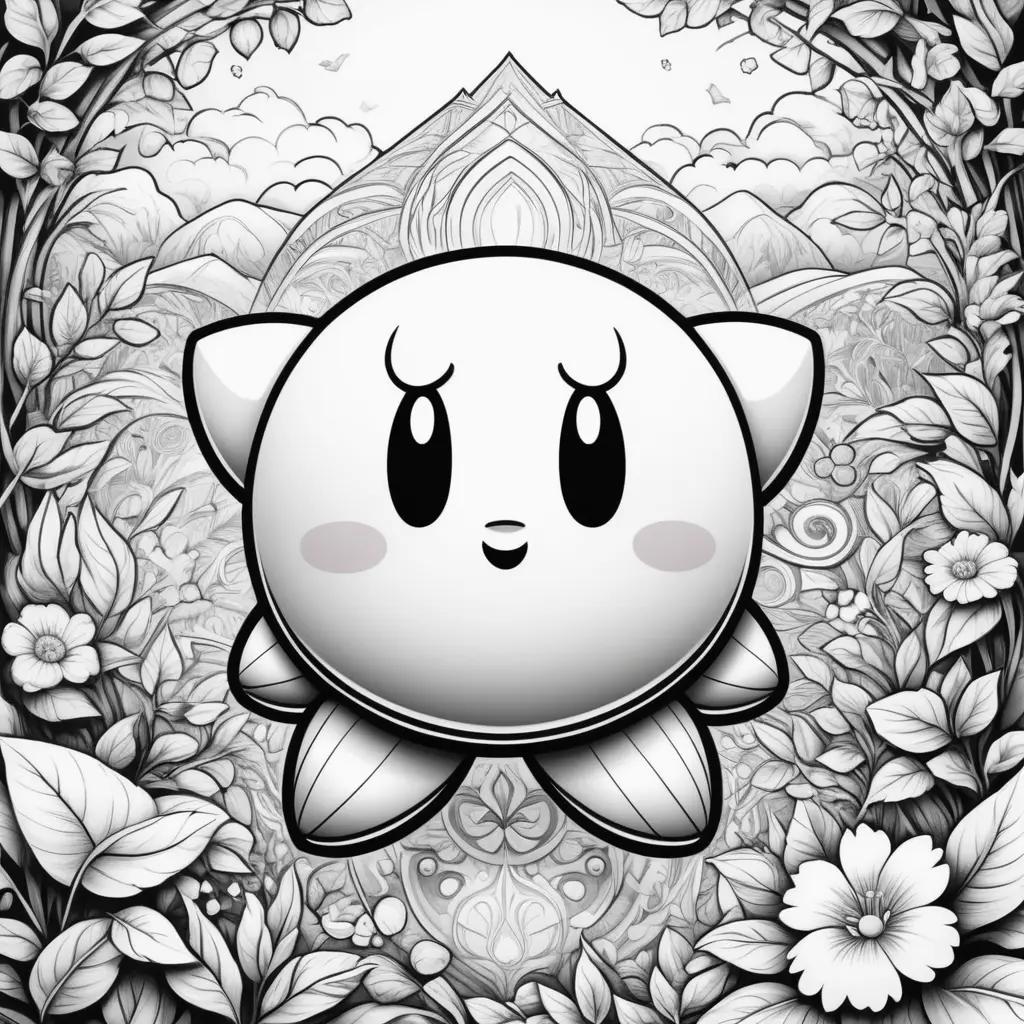 Black and white coloring pages of Kirby