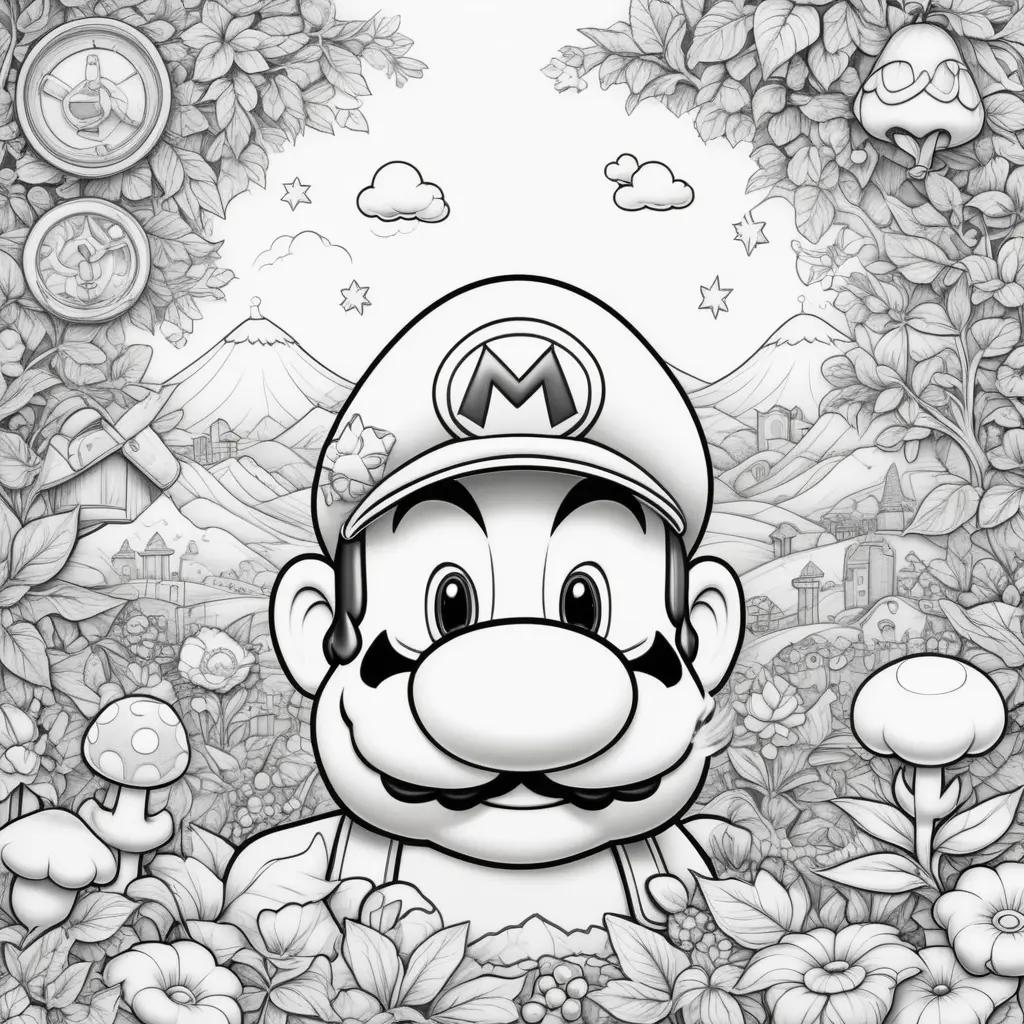 Black and white coloring pages of Mario and Luigi