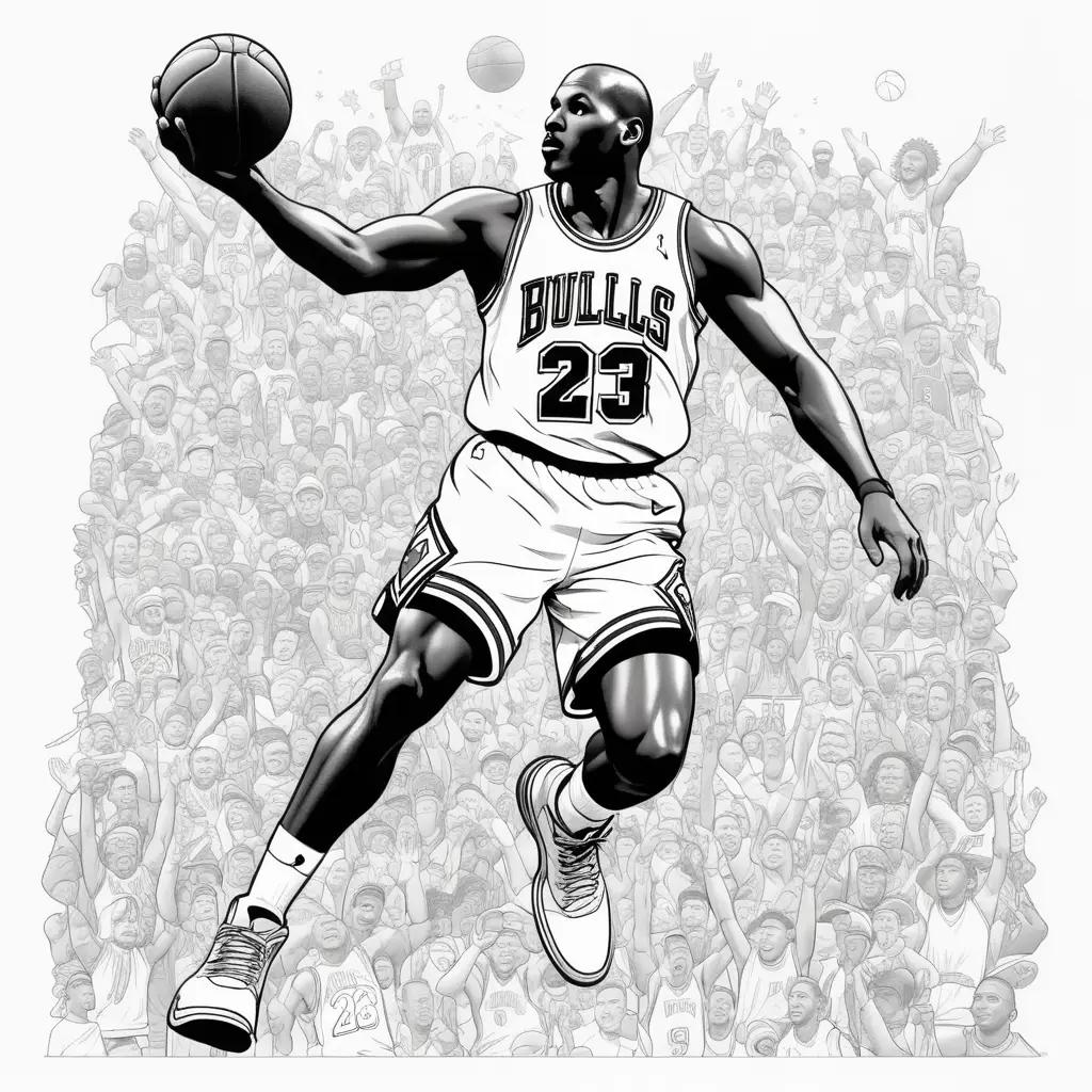 Black and white coloring pages of Michael Jordan