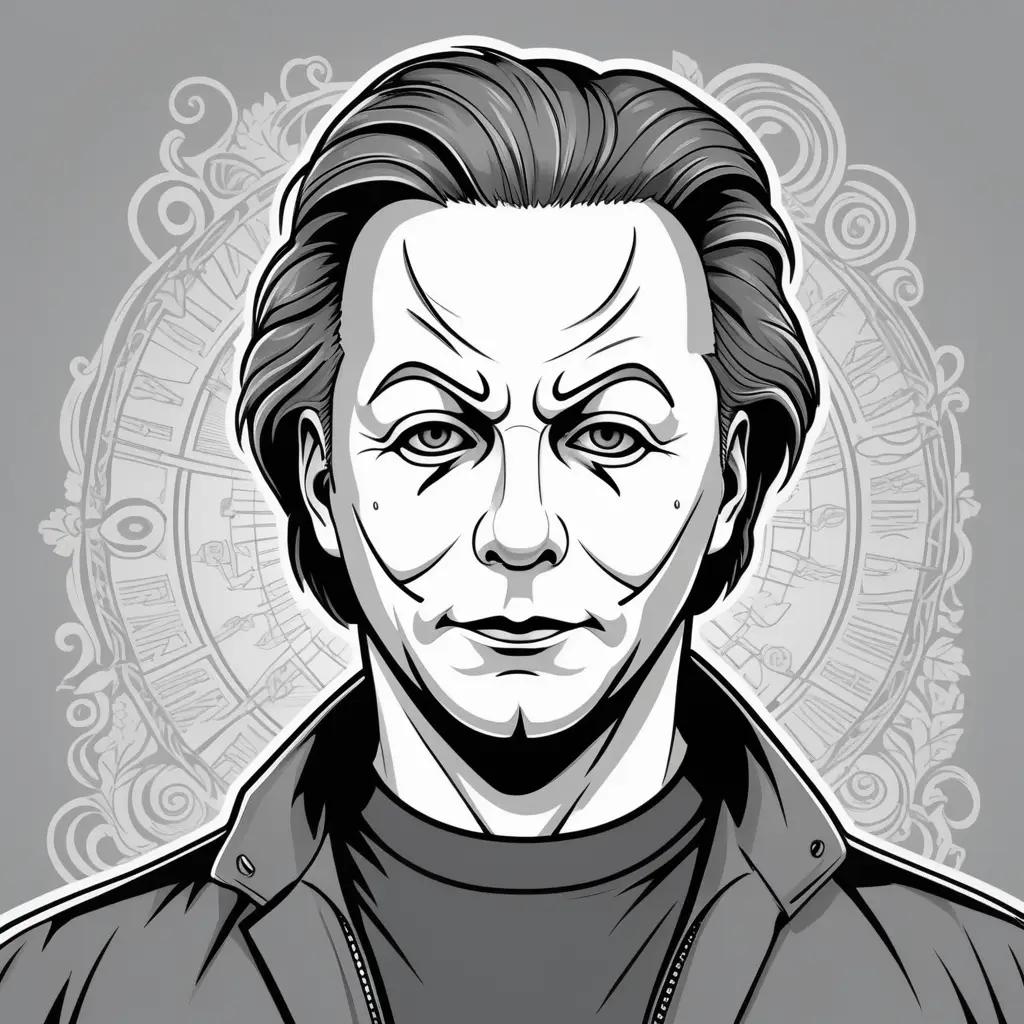 Black and white coloring pages of Michael Myers