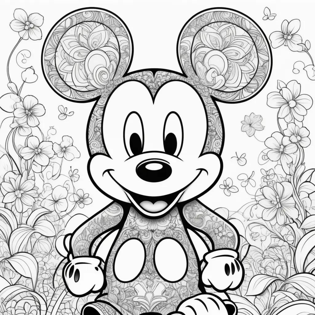 Black and white coloring pages of Mickey Mouse