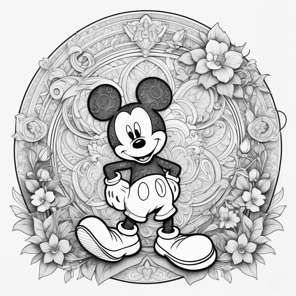 Black and white coloring pages of Mickey Mouse