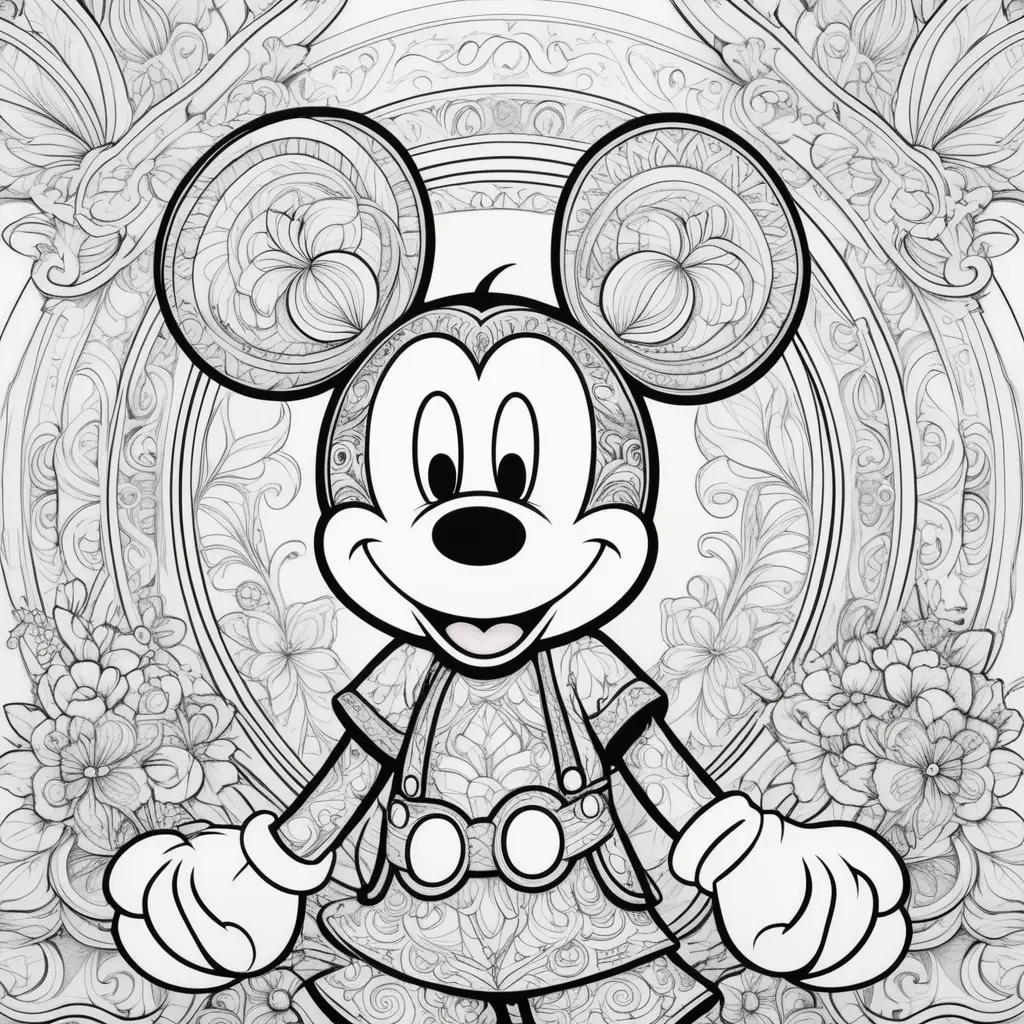 Black and white coloring pages of Mickey Mouse