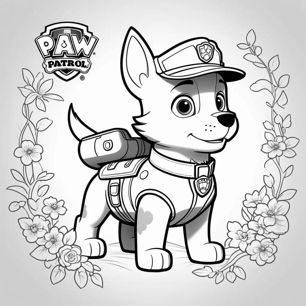 Black and white coloring pages of Paw Patrol characters