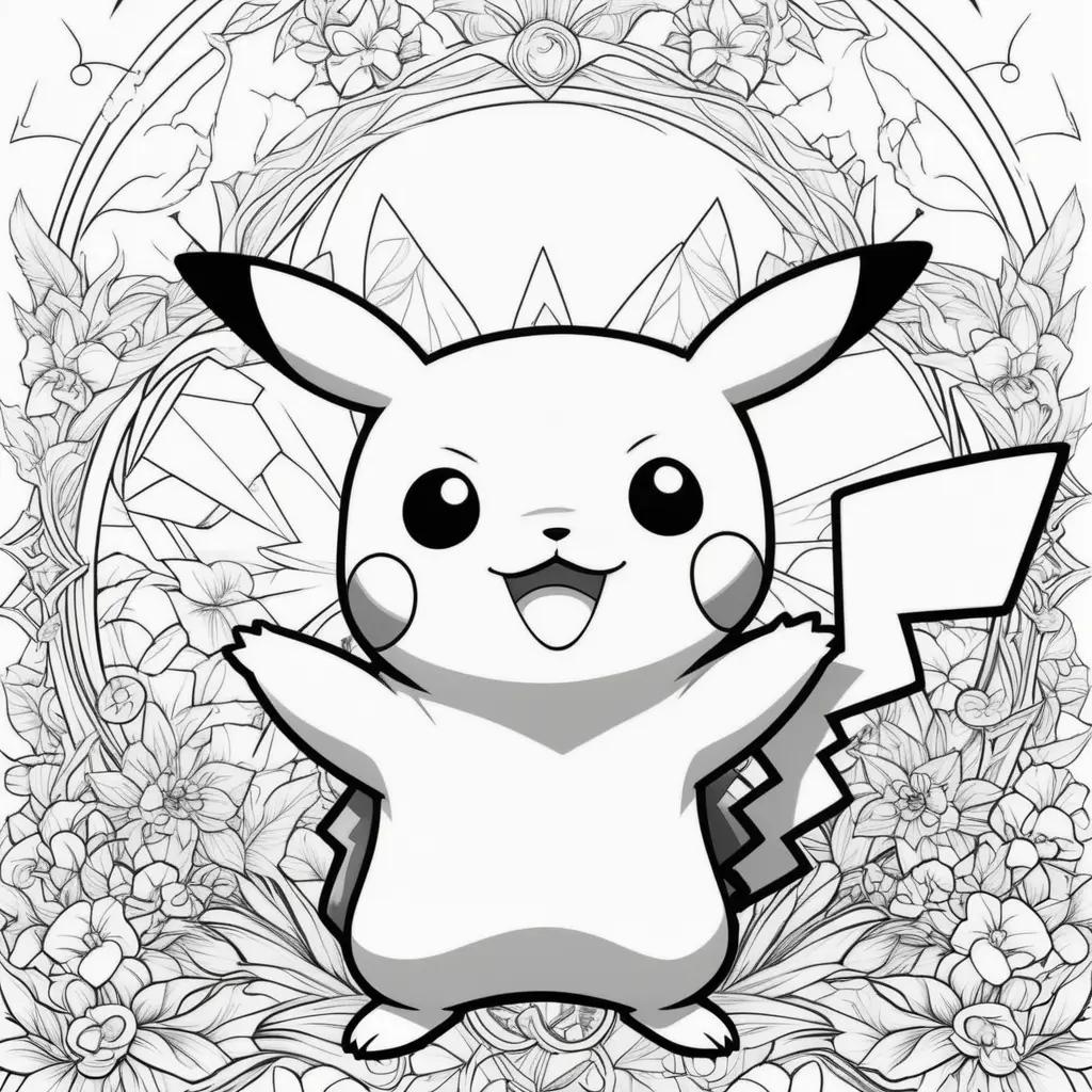 Black and white coloring pages of Pikachu