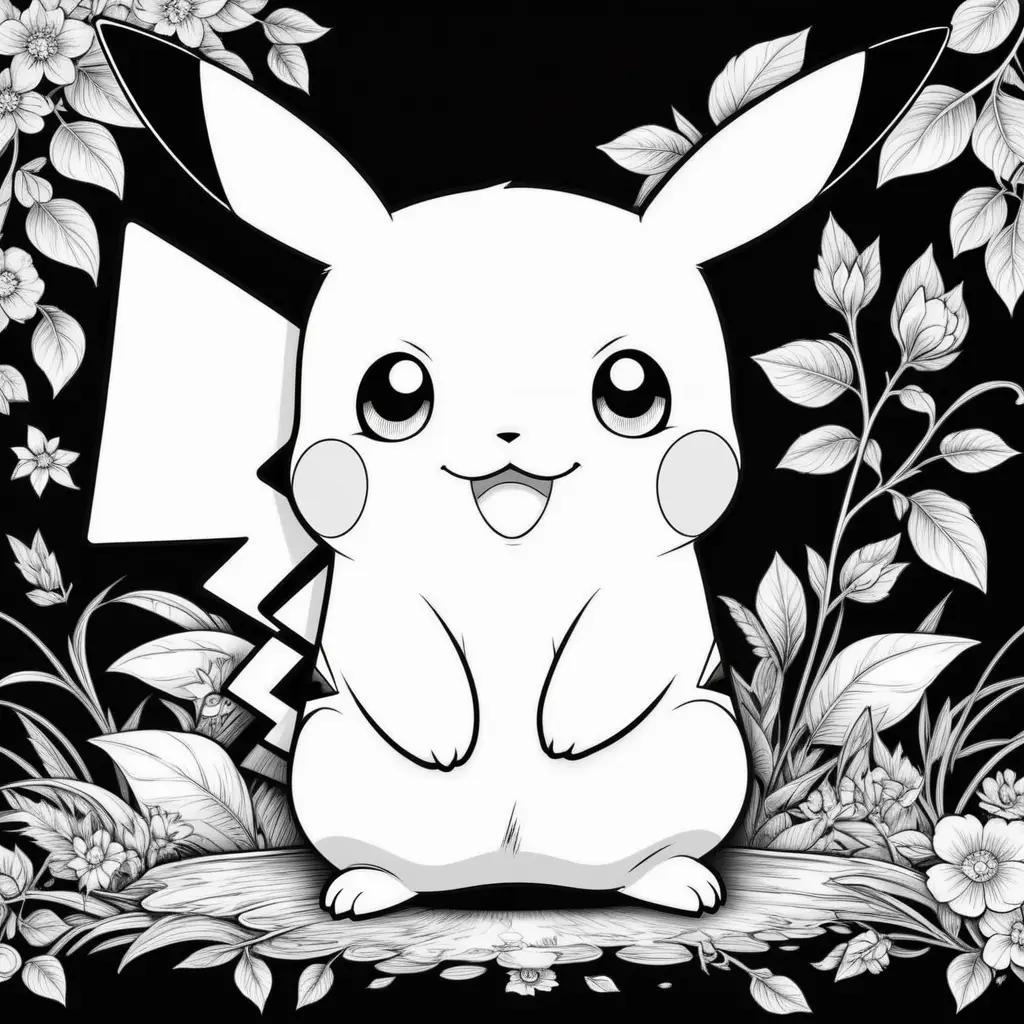 Black and white coloring pages of Pokemon Pikachu