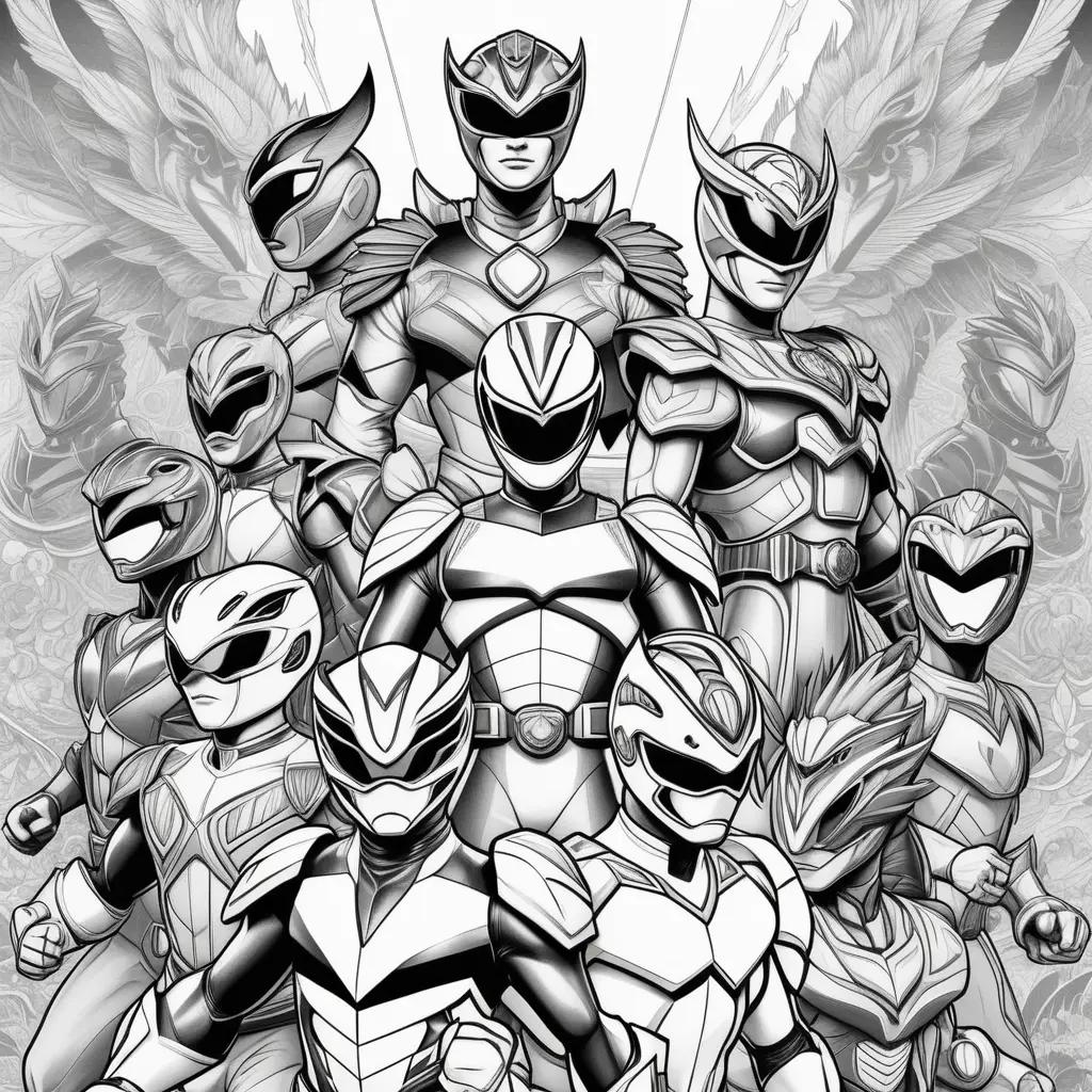 Black and white coloring pages of Power Rangers