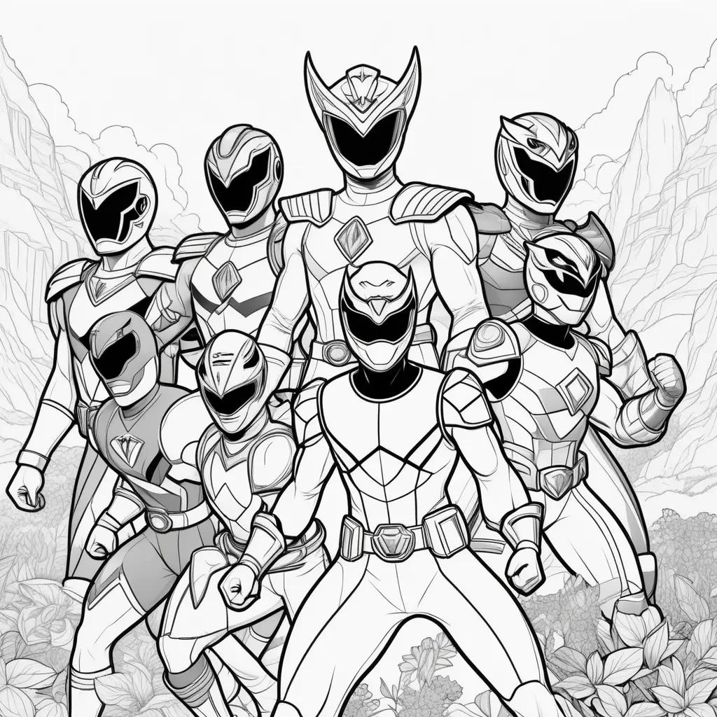 Black and white coloring pages of Power Rangers