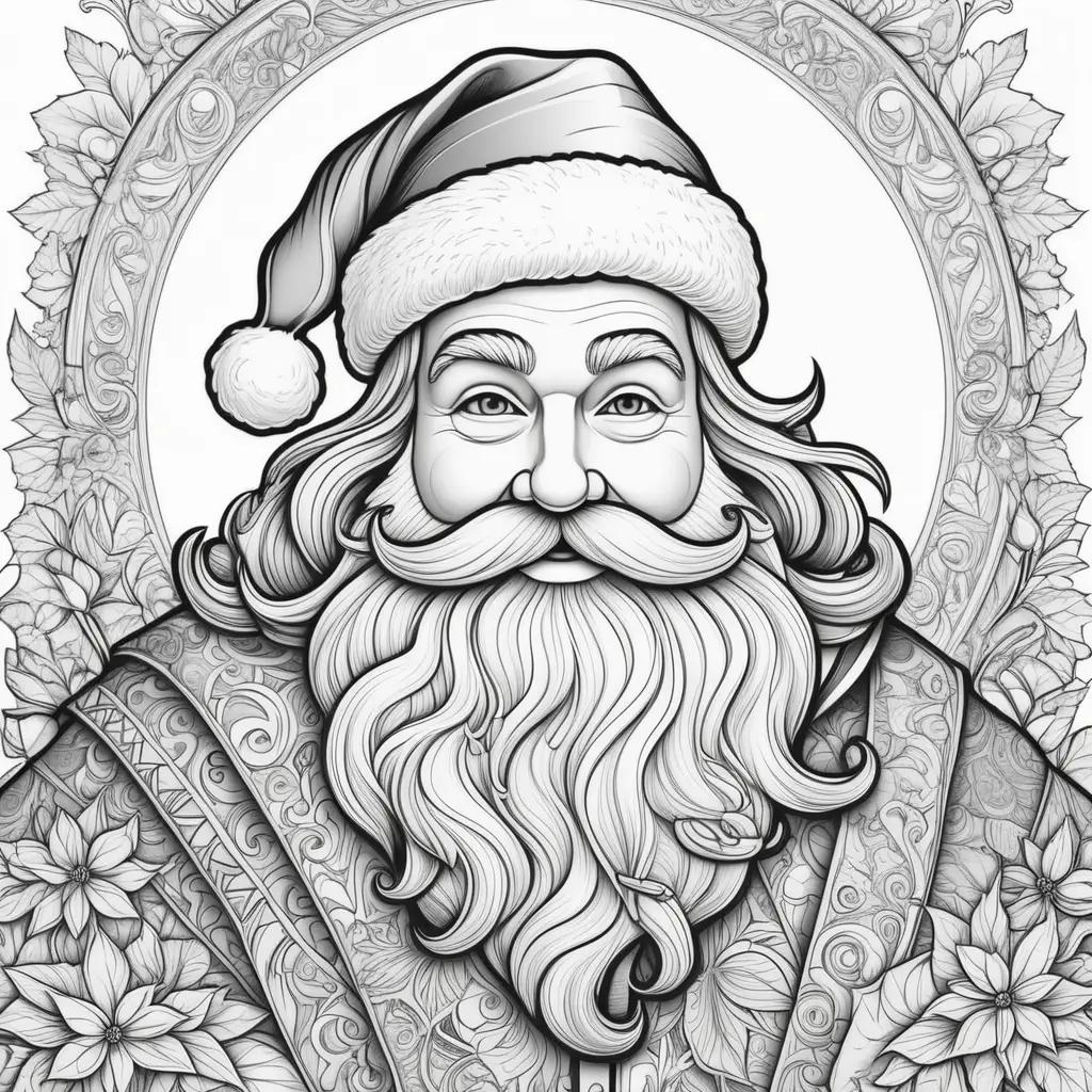 Black and white coloring pages of Santa Claus