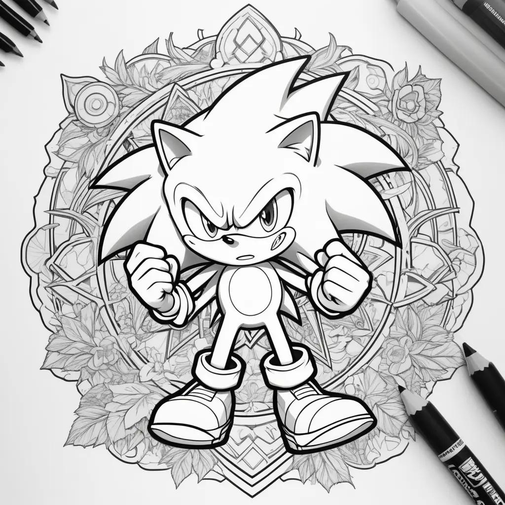 Black and white coloring pages of Sonic the Hedgehog