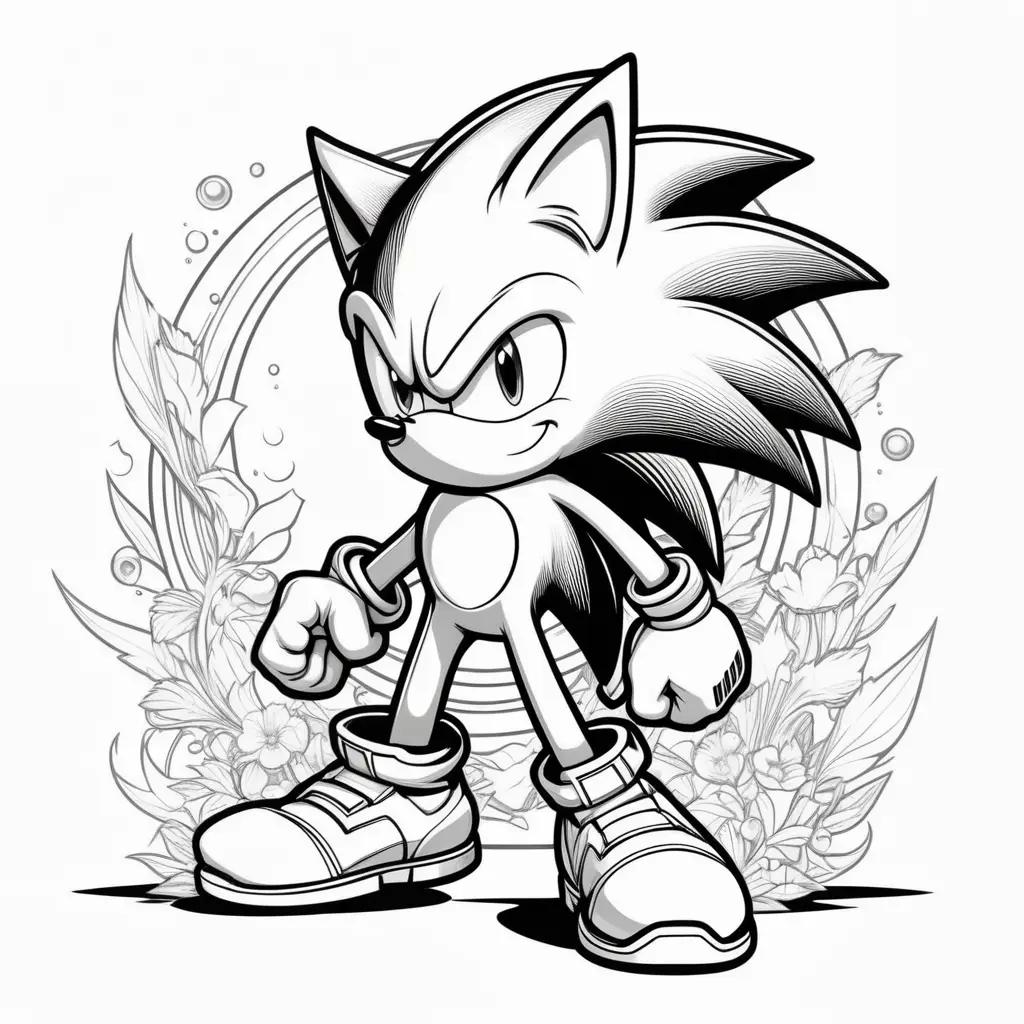 Black and white coloring pages of Sonic the Hedgehog