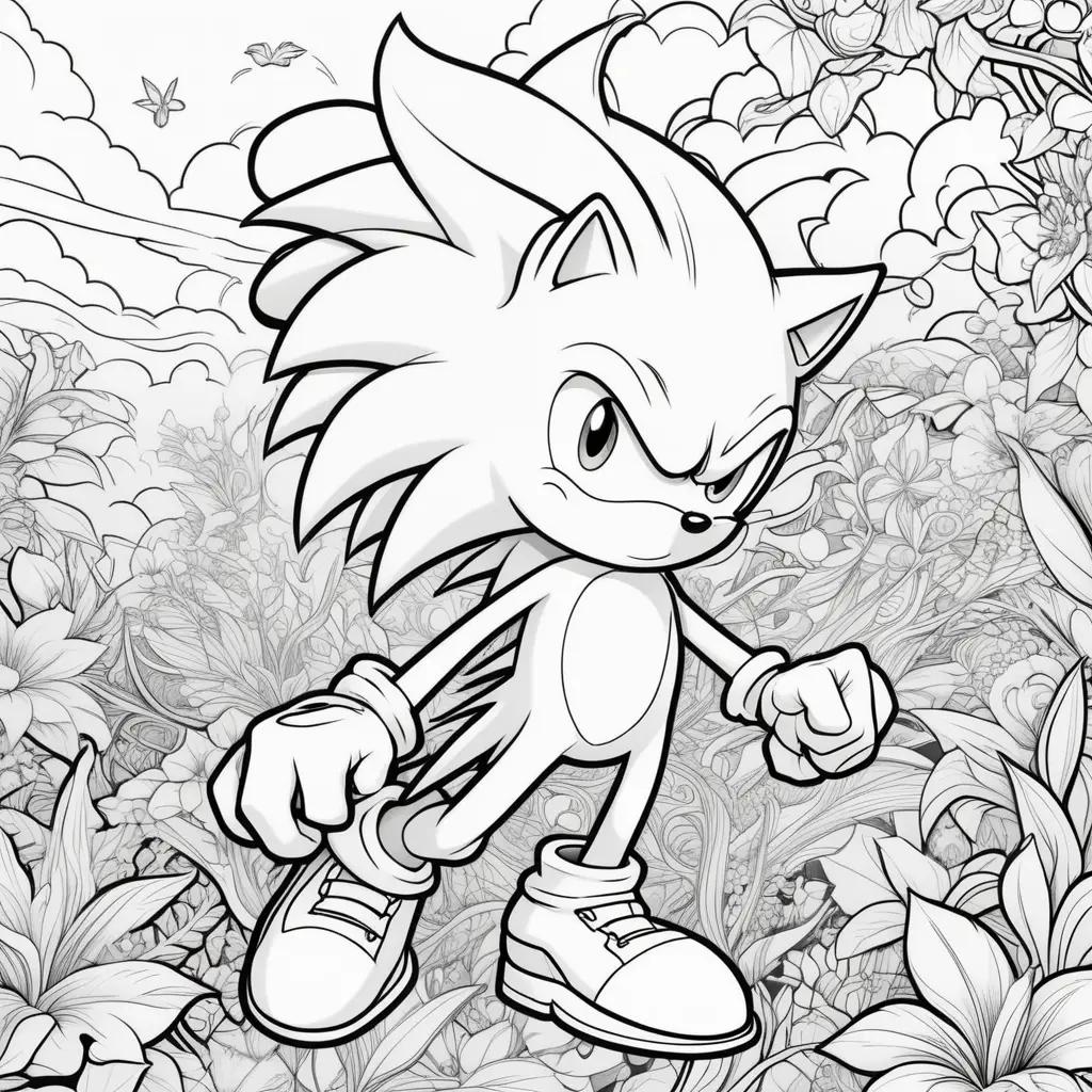 Black and white coloring pages of Sonic the Hedgehog