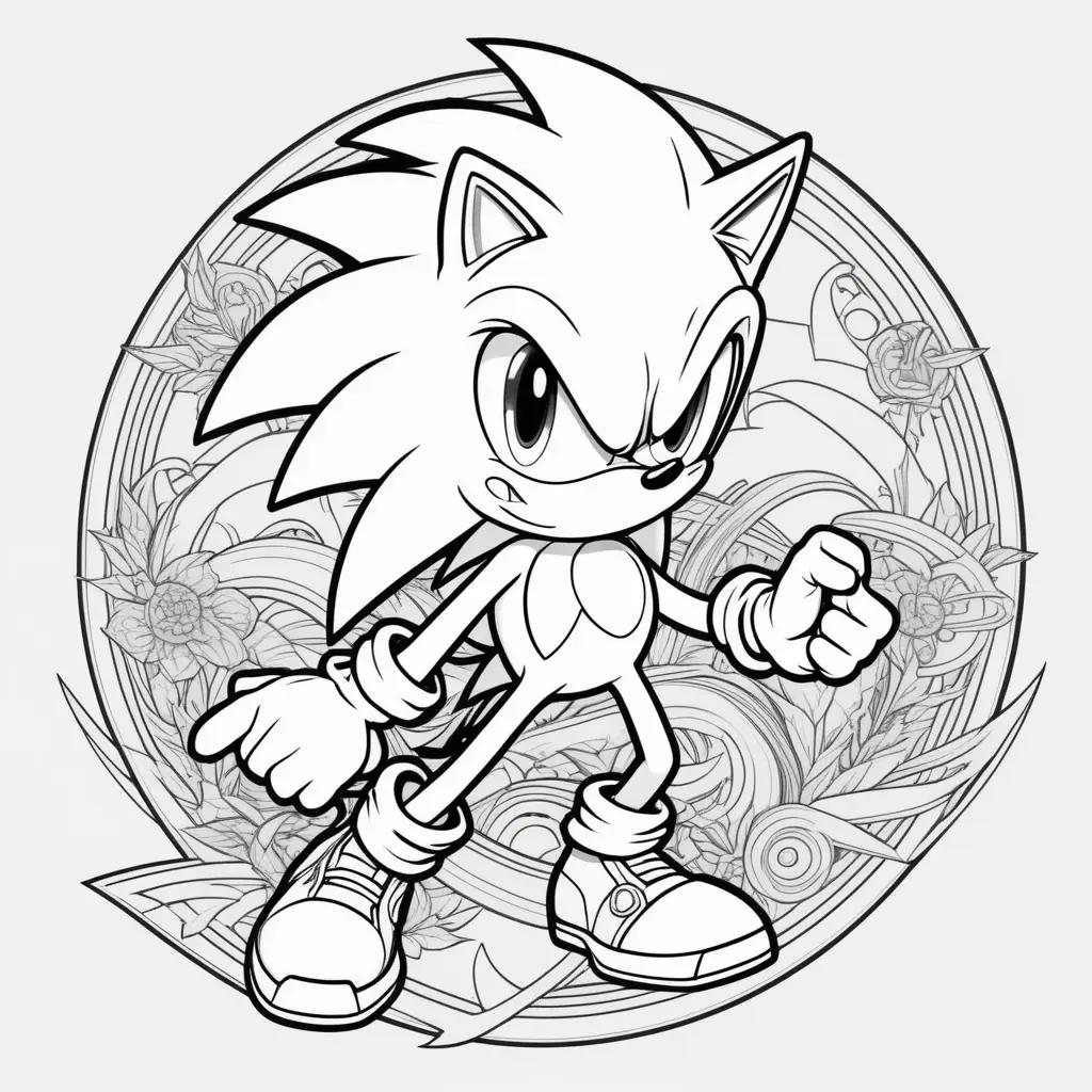 Black and white coloring pages of Sonic the Hedgehog