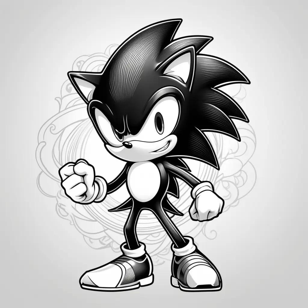 Black and white coloring pages of Sonic the Hedgehog