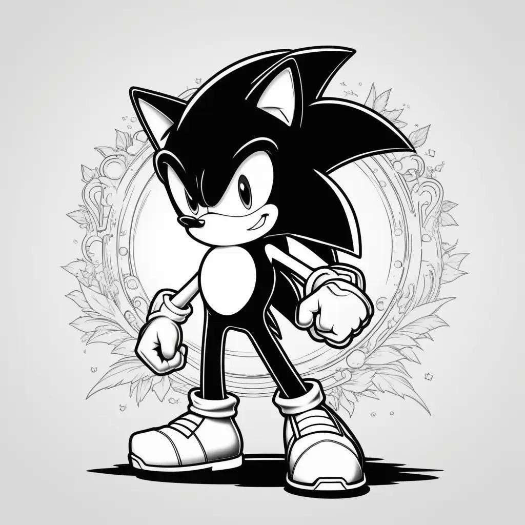 Black and white coloring pages of Sonic the Hedgehog