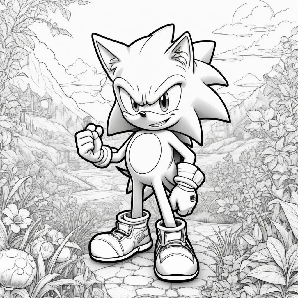 Black and white coloring pages of Sonic the Hedgehog