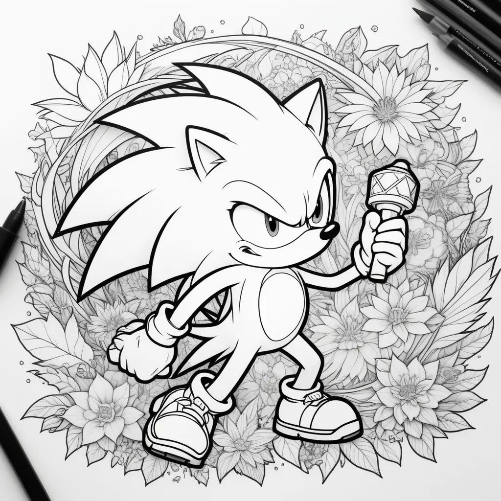 Black and white coloring pages of Sonic the Hedgehog