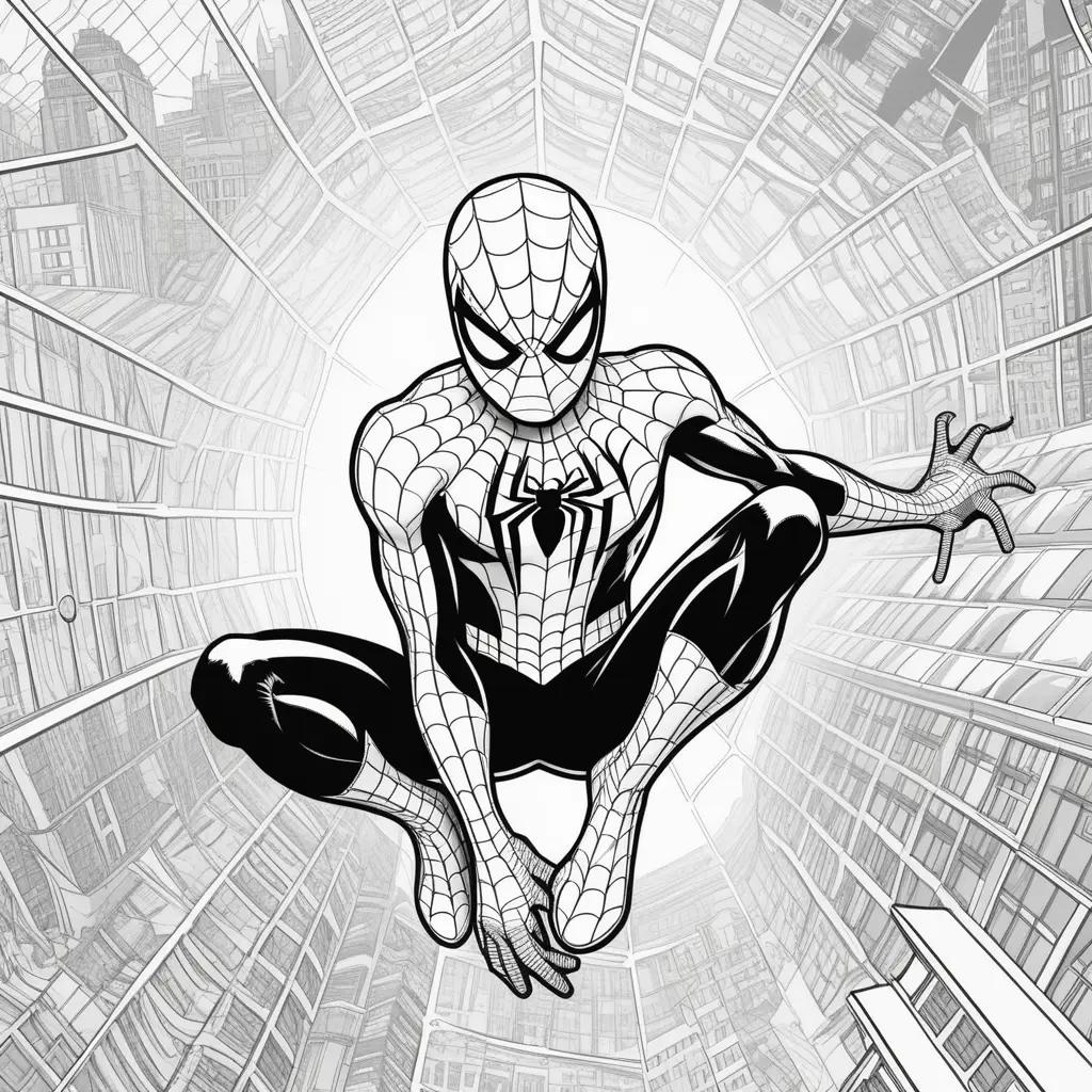 Black and white coloring pages of Spiderman