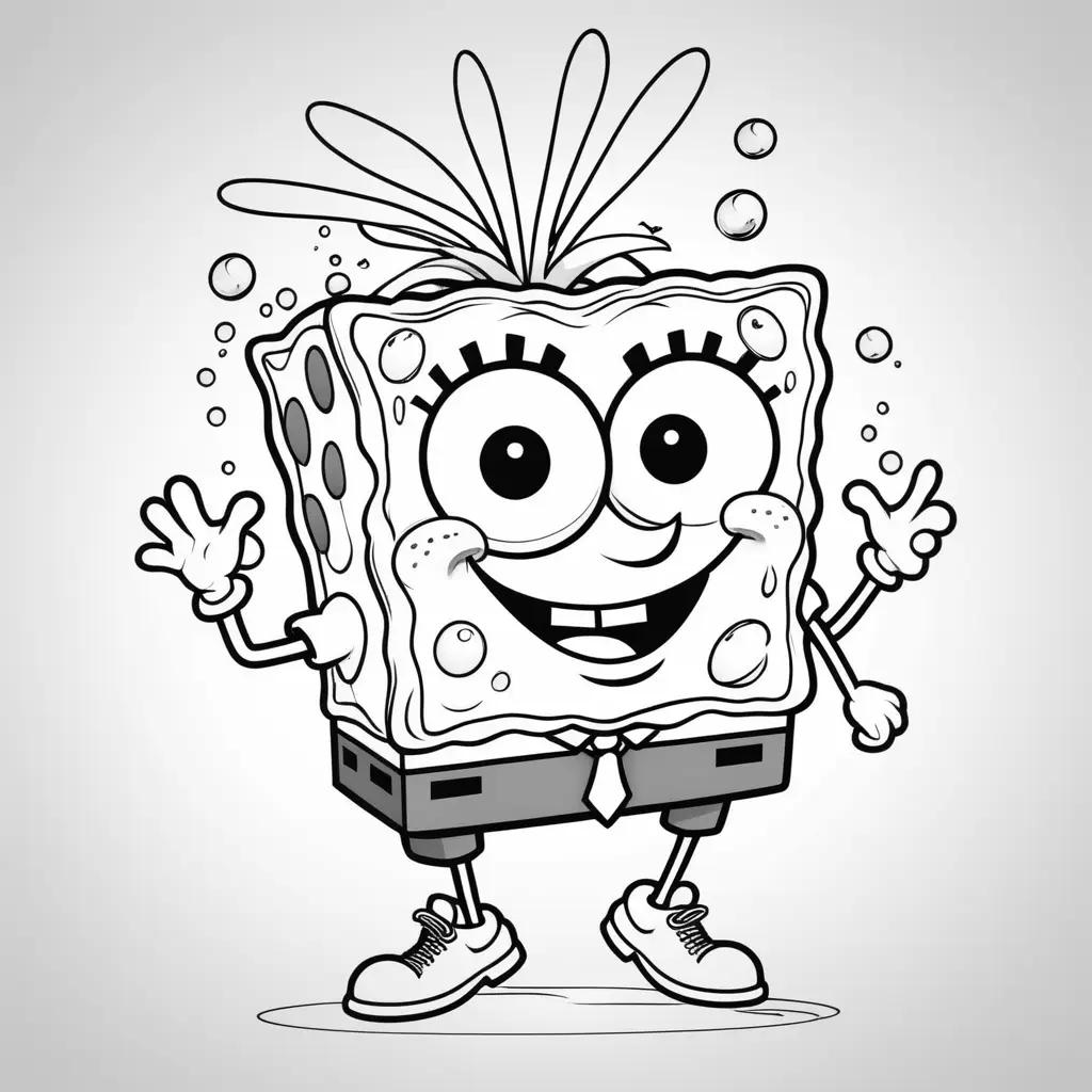 Black and white coloring pages of Spongebob Squarepants