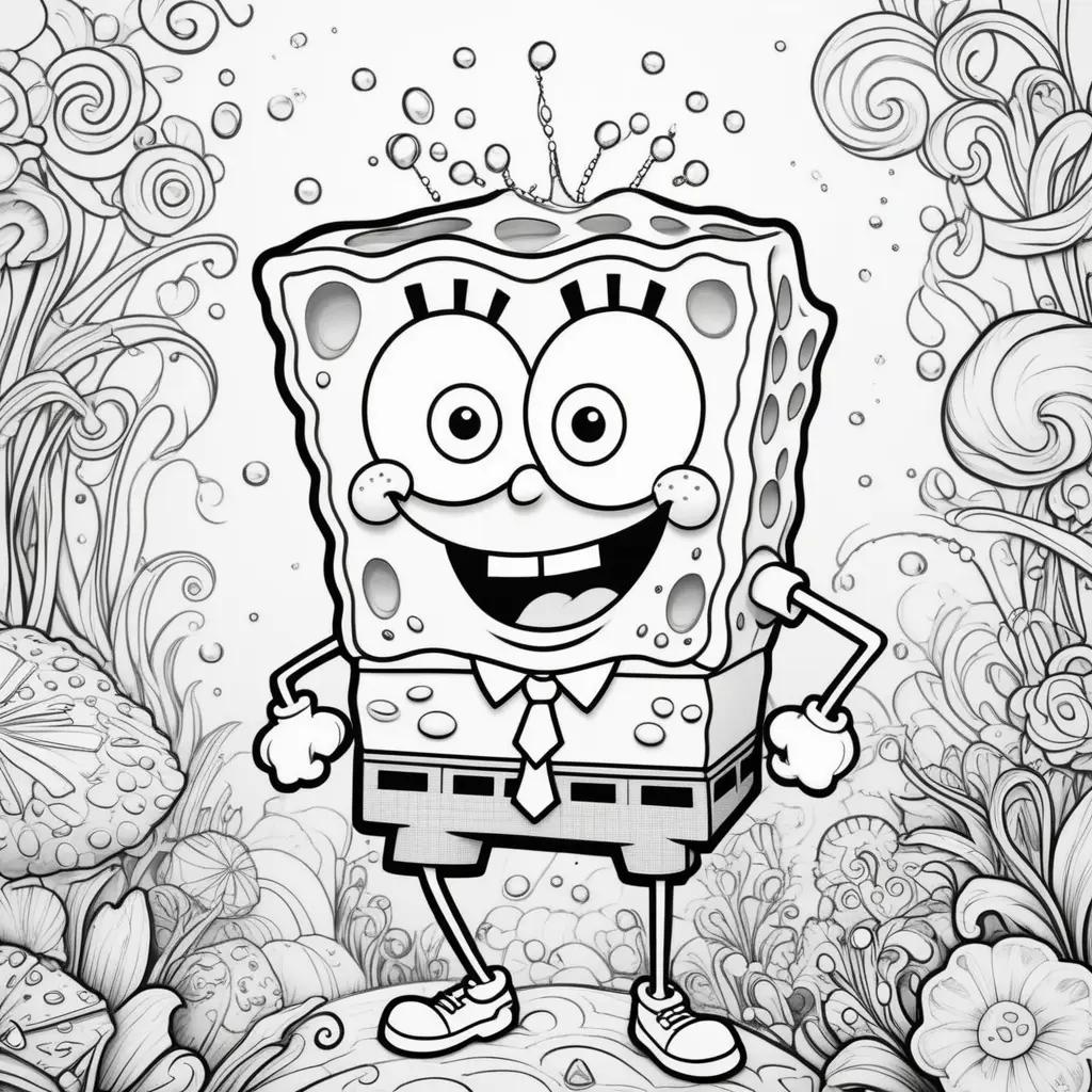 Black and white coloring pages of Spongebob Squarepants