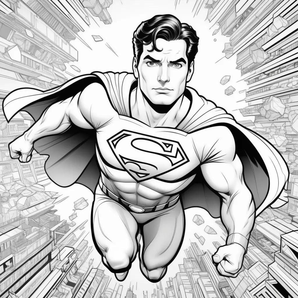 Black and white coloring pages of Superman