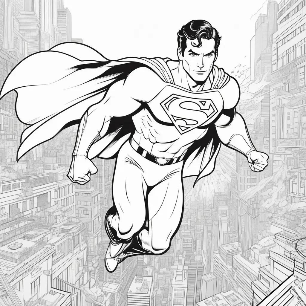 Black and white coloring pages of Superman