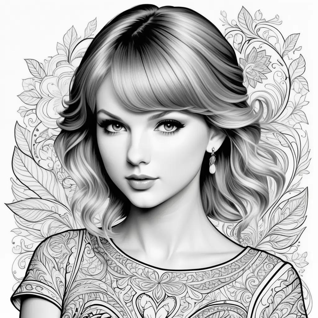 Black and white coloring pages of Taylor Swift