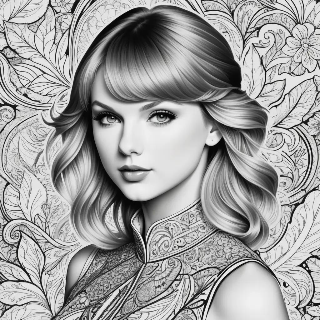 Black and white coloring pages of Taylor Swift