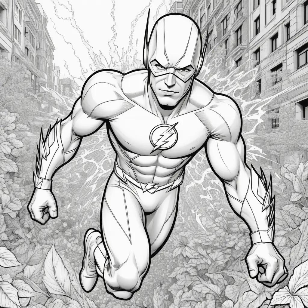 Black and white coloring pages of The Flash