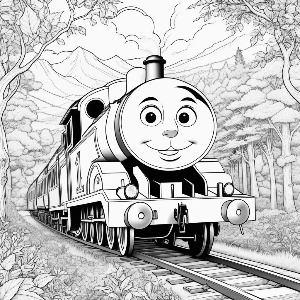 Black and white coloring pages of Thomas the Train