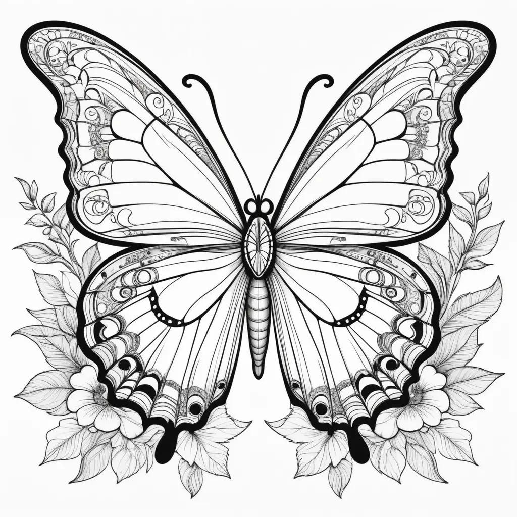 Black and white coloring pages of a butterfly