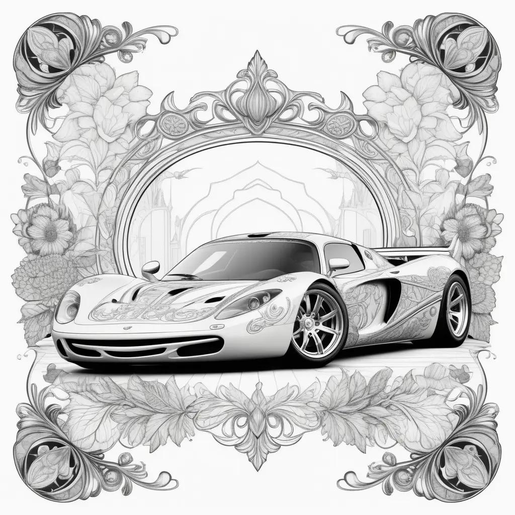 Black and white coloring pages of a car