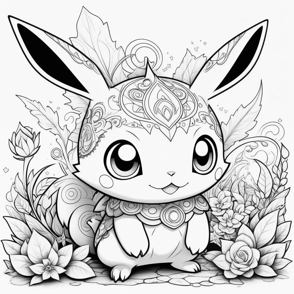 かわいいポケモンの白黒ぬりえ