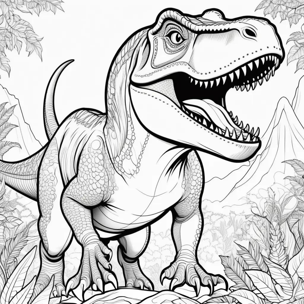 Black and white coloring pages of a dinosaur