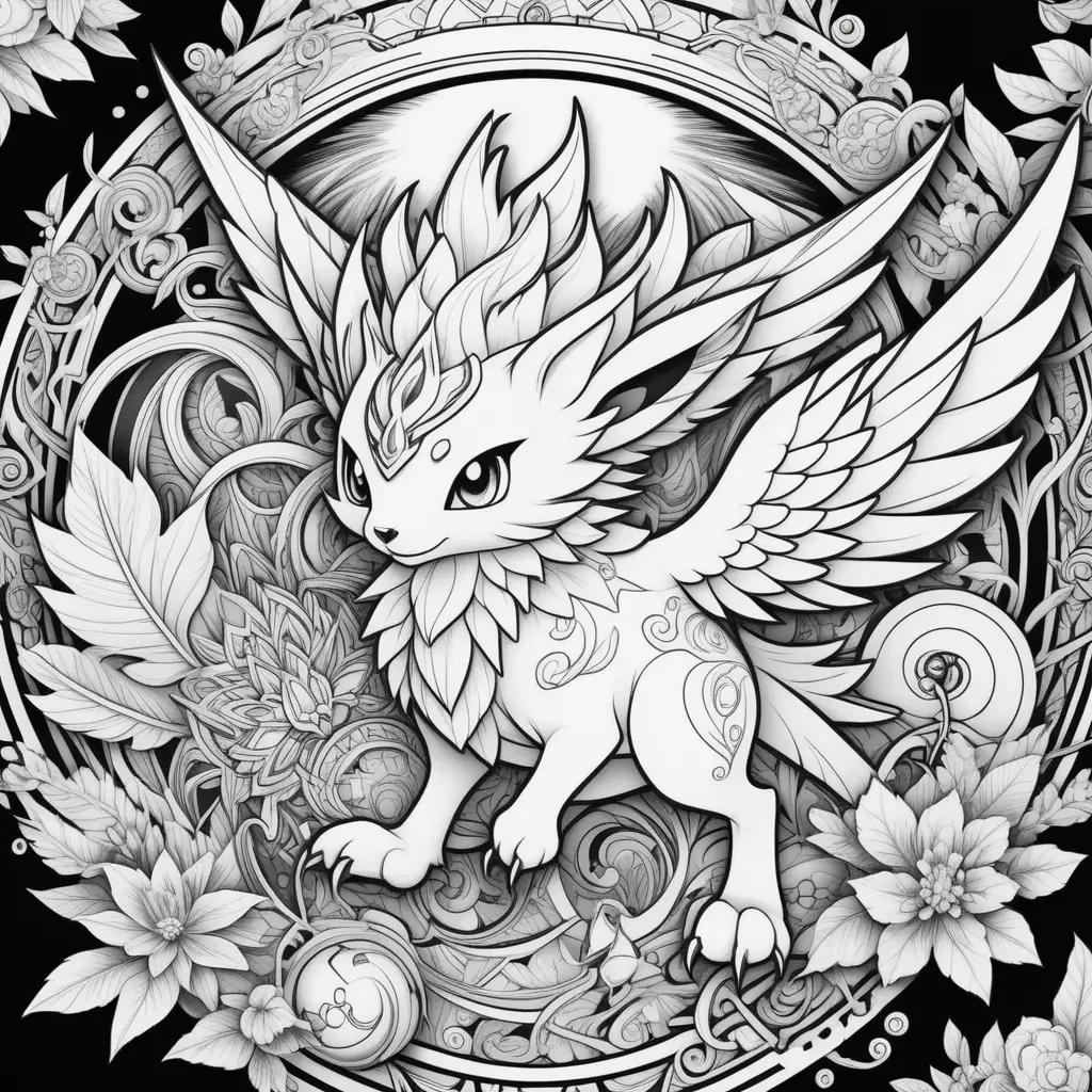 Black and white coloring pages of a legendary pokemon