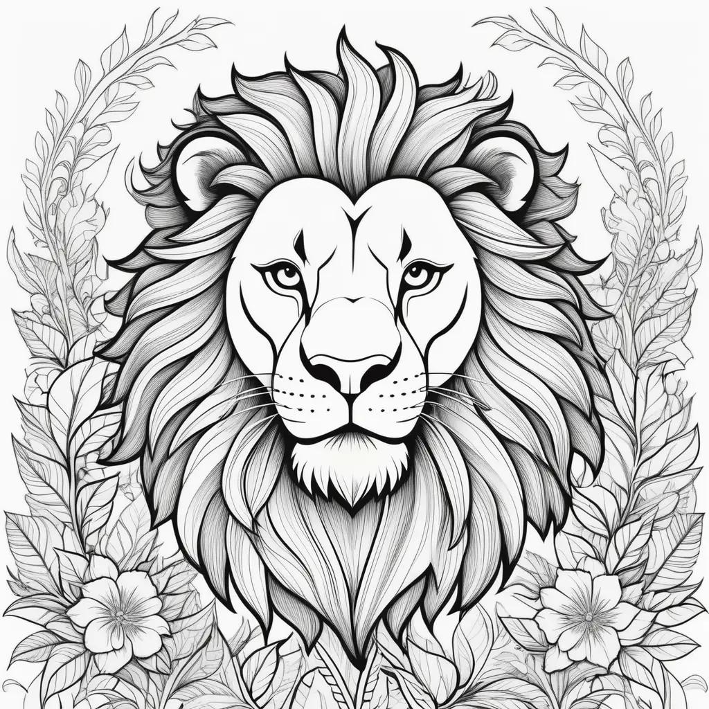 Black and white coloring pages of a lion king