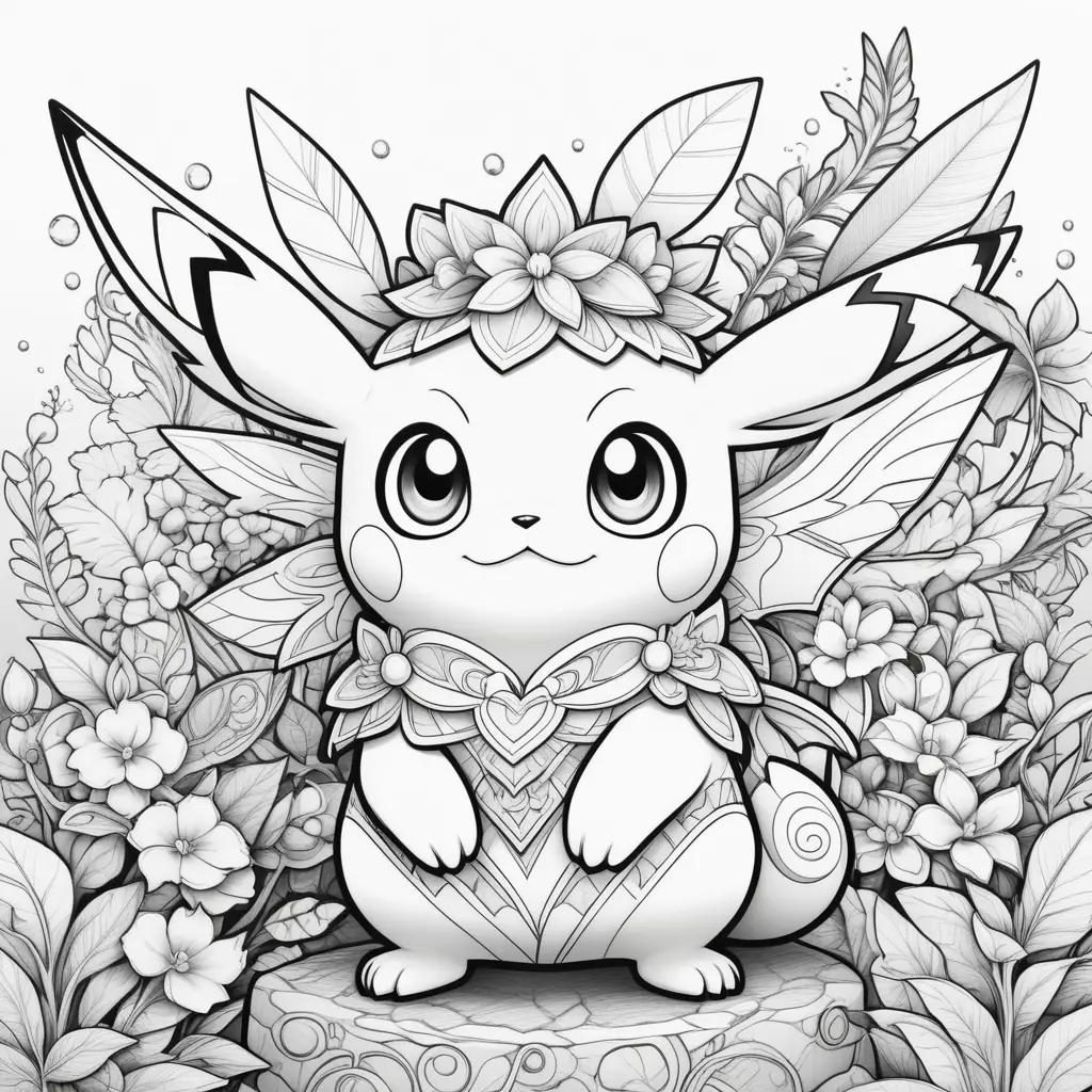 Black and white coloring pages of a pokemon