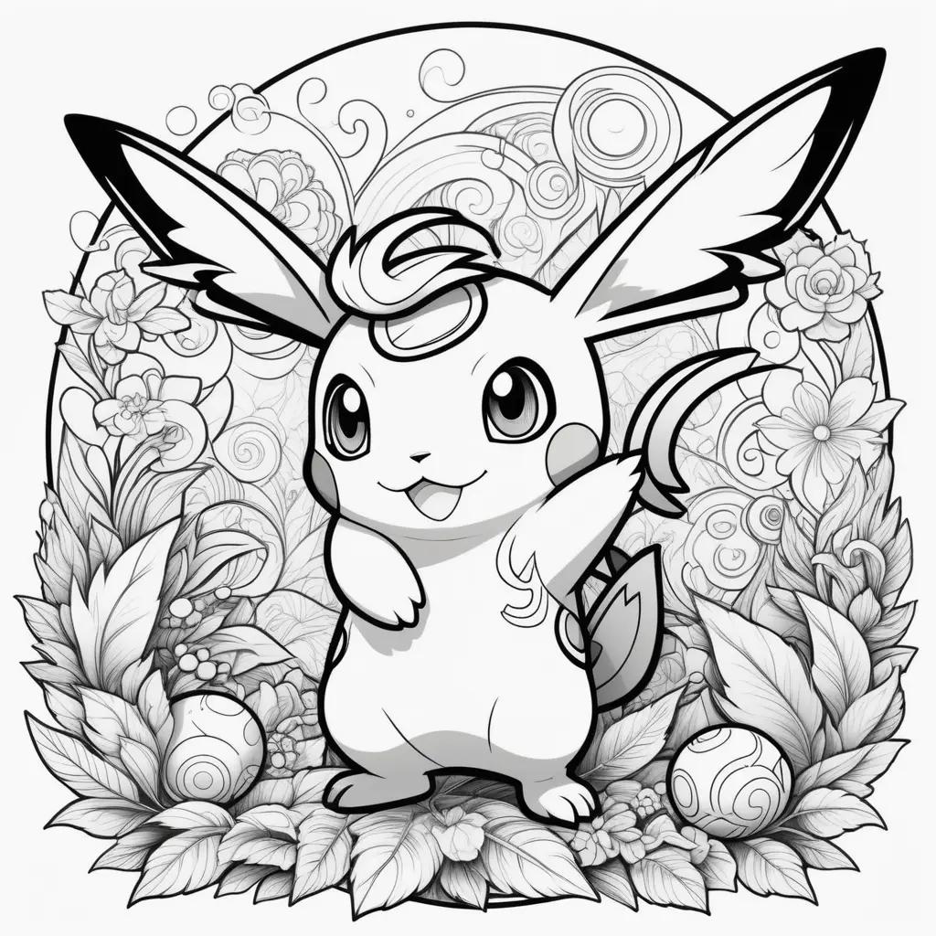 Black and white coloring pages of a pokemon character