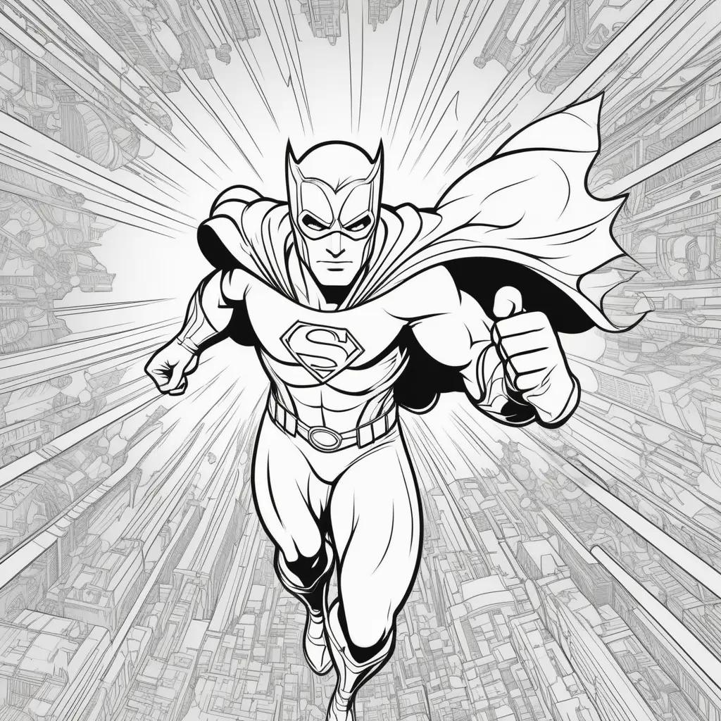 Black and white coloring pages of a super hero