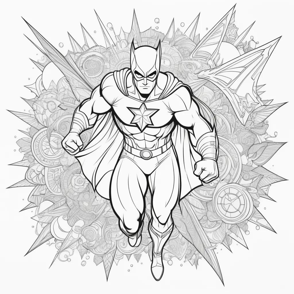 Black and white coloring pages of a superhero