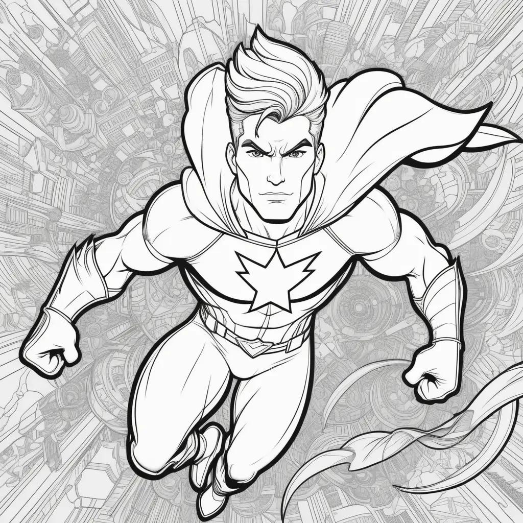 Black and white coloring pages of a superhero