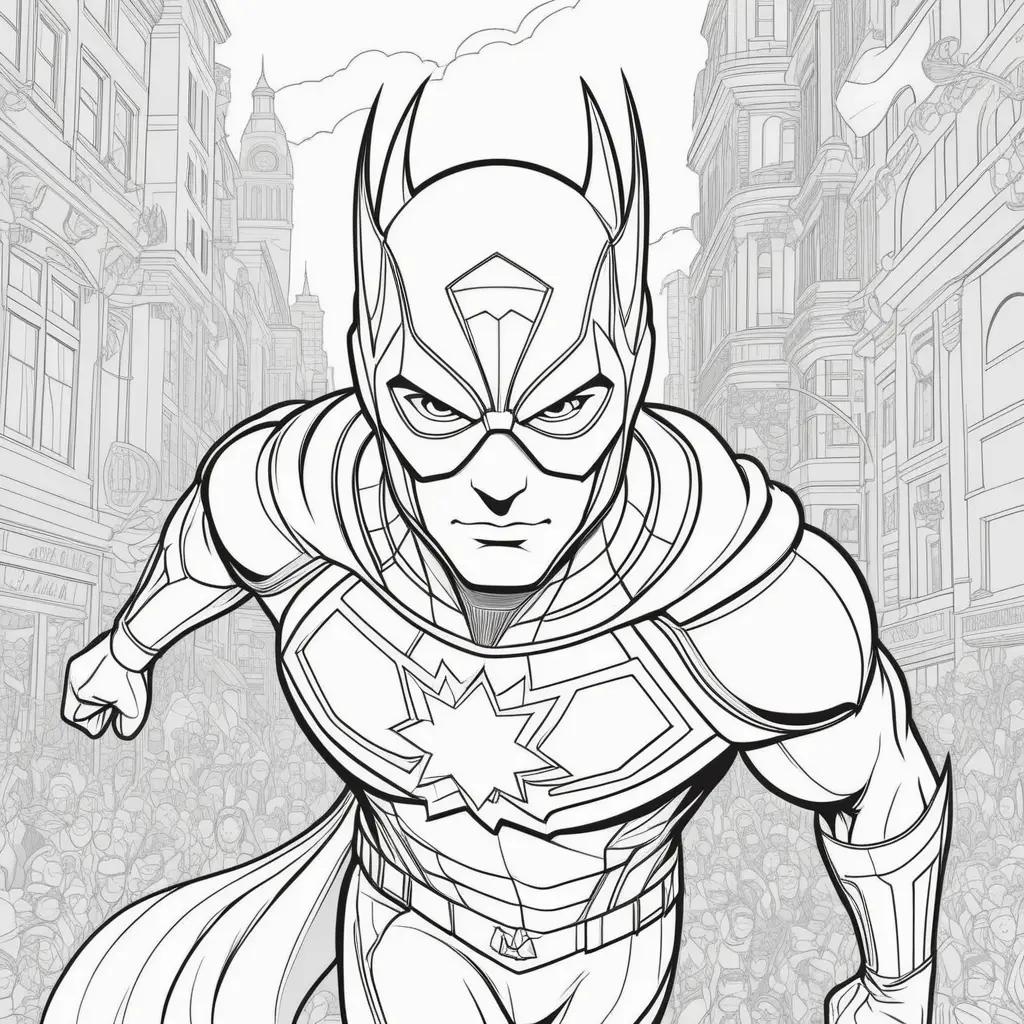 Black and white coloring pages of a superhero