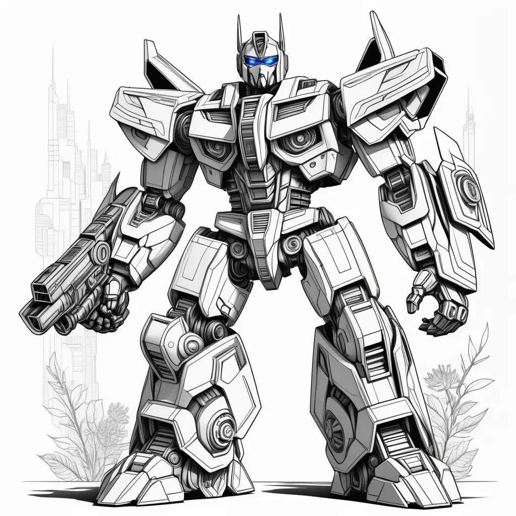 Black and white coloring pages of a transformer