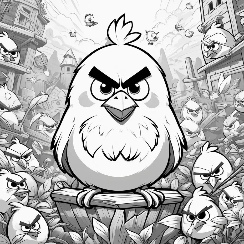 Black and white coloring pages of angry birds