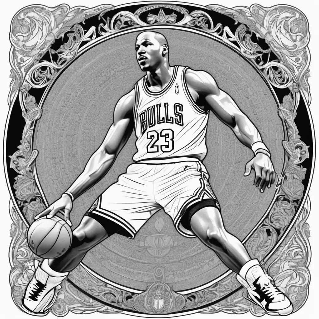 Black and white coloring pages of basketball player