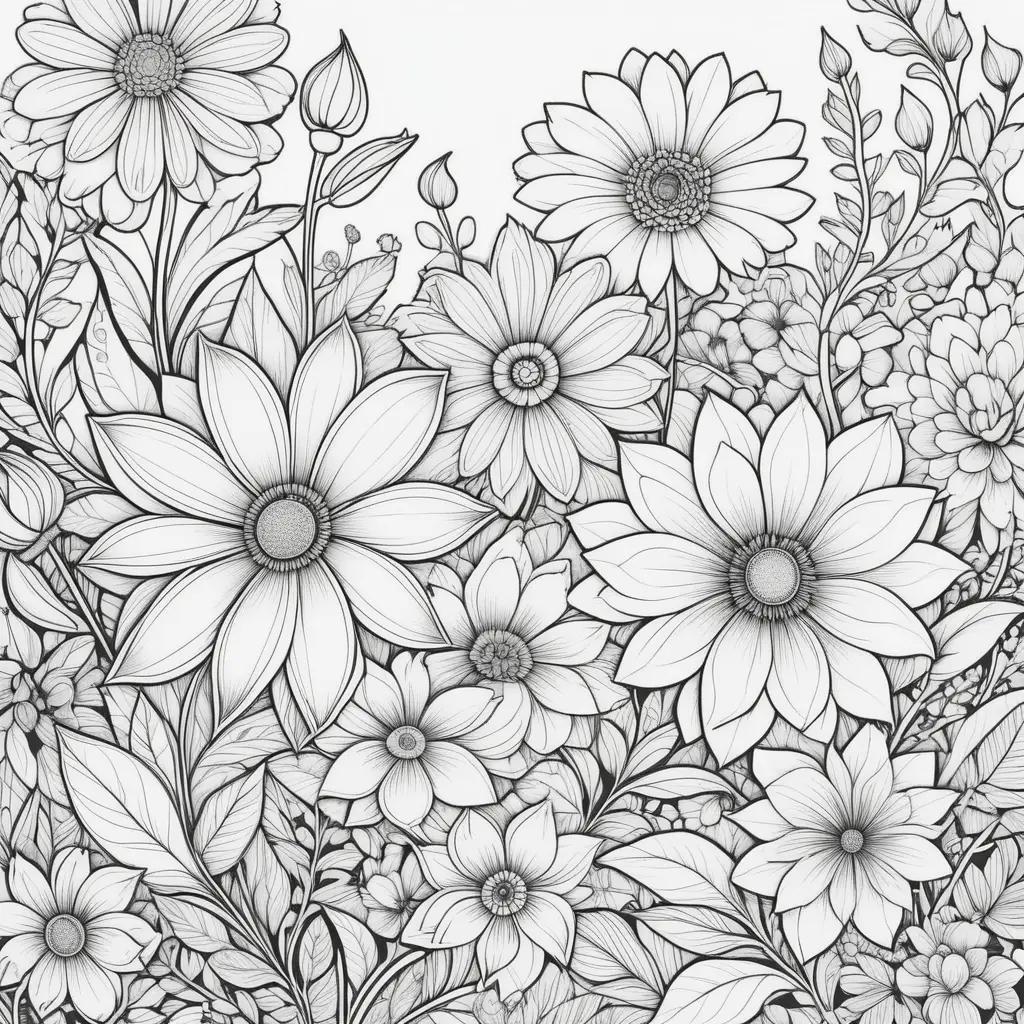 Black and white coloring pages of beautiful flowers