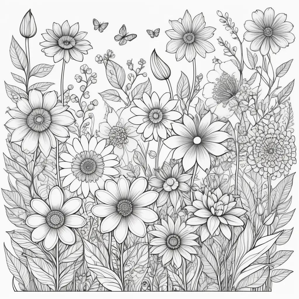 Black and white coloring pages of beautiful flowers