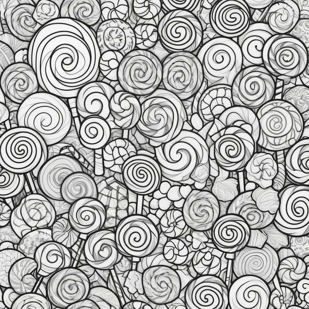 Black and white coloring pages of candy shapes