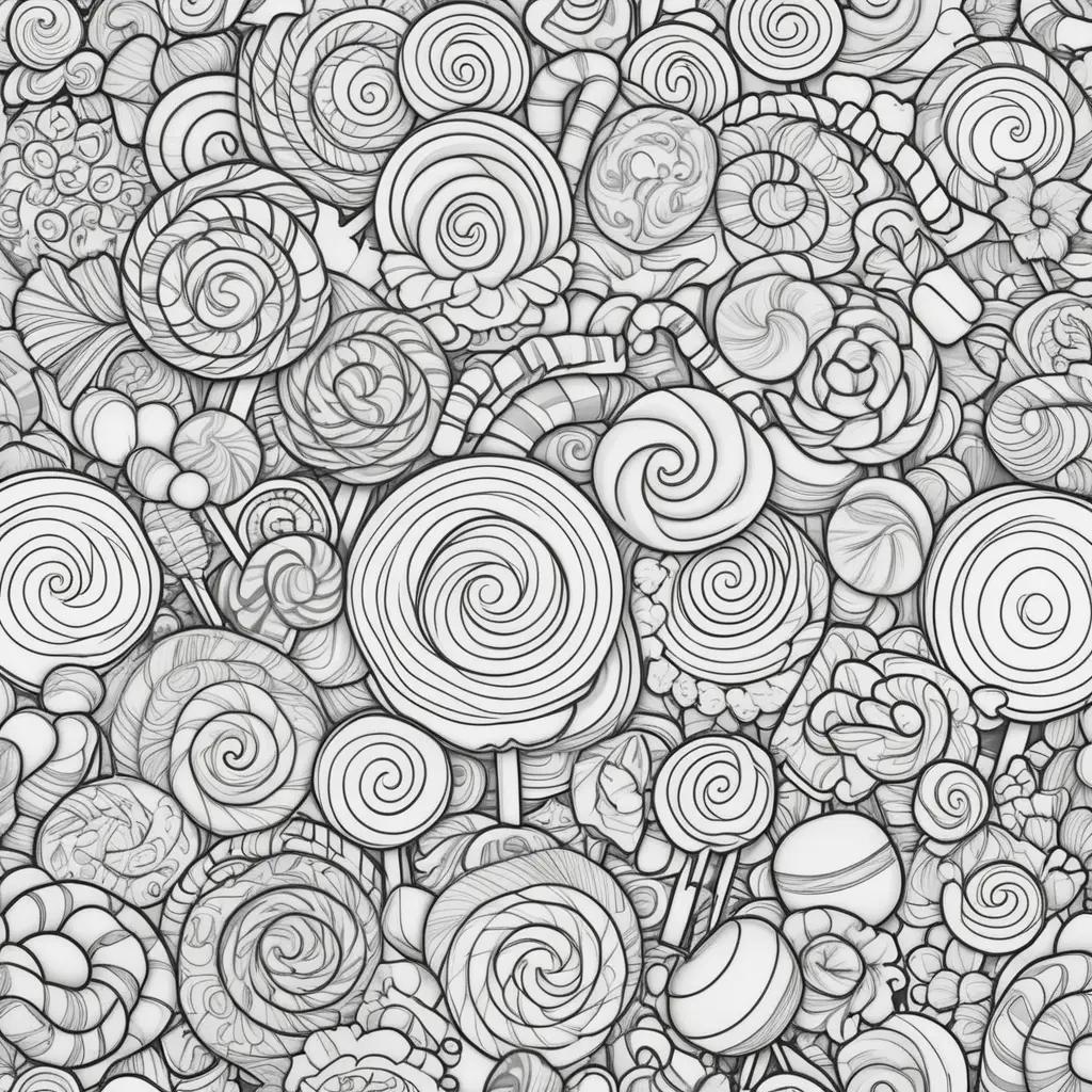 Black and white coloring pages of candy